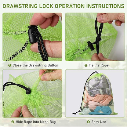 10/20/40/60/100PCS Mesh Drawstring Bag Durable Delicate Mesh Laundry Bag Multicolor Nylon Mesh Bag Small Mesh Gym Bag Travel Mesh Beach Bag Locking Closure Storage Bag For College, Gym, Yoga, Sport