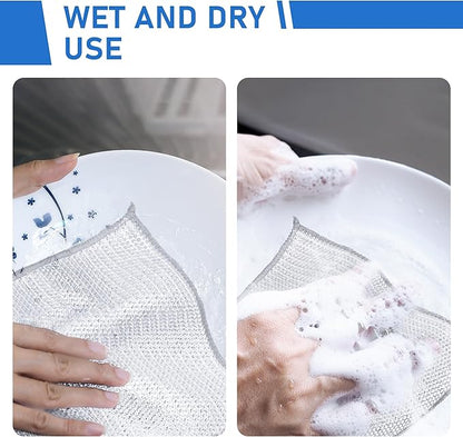 30pcs Set Non-Scratch Steel Wool Dishcloth - Multi-Use Kitchen Scrubbers, Durable Cleaning Pads for Wet & Dry Use White