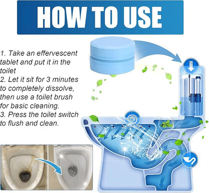 Automatic Toilet Bowl Cleaner Tablets White Toilet Tank Cleaners, Septic-Safe Hard Water Ring Stain Remover, Smell Eliminator Heavy Duty Toilet Cleaning & Deodorizer, Fresh Scent - 12 PACK