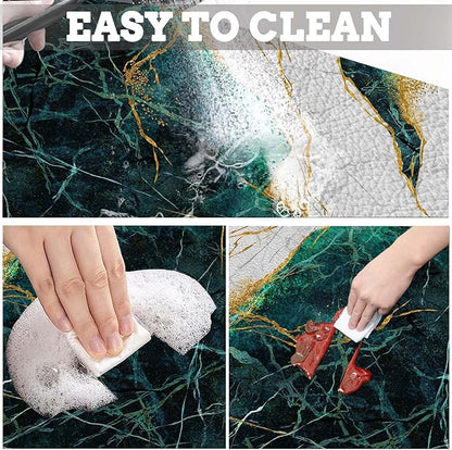 MCALK Marble Green Dish Drying Mat for Kitchen Counter, Marble Texture Dish Drying Pad with Anti-Slip Rubber Base, Absorbent Kitchen Sink Mat with Modern Art Decor (1 pc 18" x 16")
