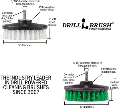 Drill Brush - Kitchen Tools - Grout Cleaner - Large Spin Brush Kit - Clean Stove, Oven Rack, Sink, Tile, Counter, Cabinets, Floors - Glass Cleaner - Upholstery, Leather, Fabric, Vinyl - Carpet Cleaner