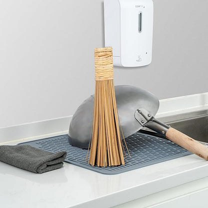 Restaurantware Bamboo Wok Brush 1 Pack 11 Inches Bamboo Bristle Scrubber with Ergonomic Long Handle, Cleaning Tool for Stuck Food, Durable Kitchen Brush Scrubber