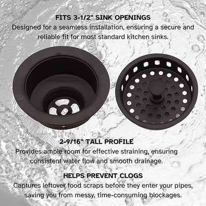 Westbrass A214-12 3-1/2" Post Style Large Kitchen Sink Basket Strainer, Oil Rubbed Bronze