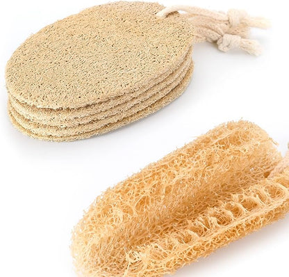 (NO Plastic) Dish Washing Brushes and Sponges, 2 Wood Brushes + 10 Natural Sponges + 5 Loofahs+ 2 Wood Brush Holders, Plastic Free Kitchen Cleaning Brushes (Zero Waste Kit)