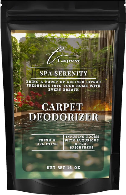 Lapew Spa Serenity Carpet Deodorizer Powder - Pet Safe Freshener for Vacuuming | Scented Odor Eliminator for Home | 16 oz