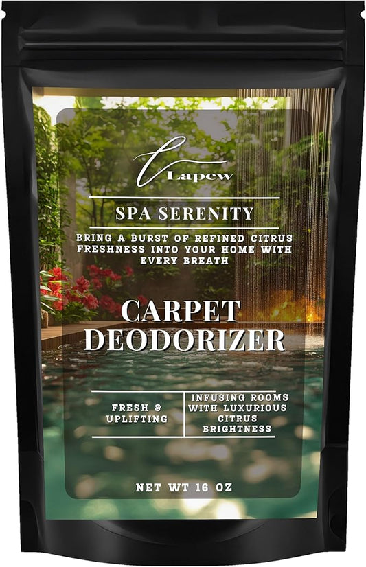 Lapew Spa Serenity Carpet Deodorizer Powder - Pet Safe Freshener for Vacuuming | Scented Odor Eliminator for Home | 16 oz