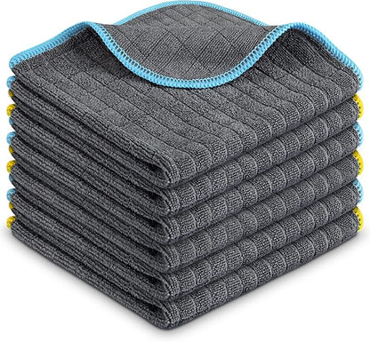 Airlab Microfiber Cleaning Cloth for Household Dust Rags for Cleaning All-Purpose Towels Streak Free Kitchen Dishes Reusable Pack of 6, 12" x 12"