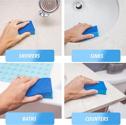 Elitra Essentials Scrubber Sponge, Non-Scratch Hydrophilic Foam Technology - Odor Resistant, Curved Grip, Dual-Sided Foam & Acrylic Grain Surface, Made in USA (Pack of 6)