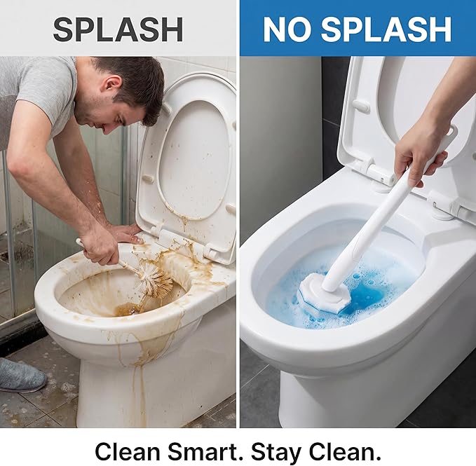 50 Count Toilet Wand Refills, Disposable Toilet Brush Refill Heads Compatible with Household Brushes Scrubbers, 3-Layer Scrubbing Pads for Quick Bathroom Toilet Bowl Cleaners Local Stock (Blue(50pcs))
