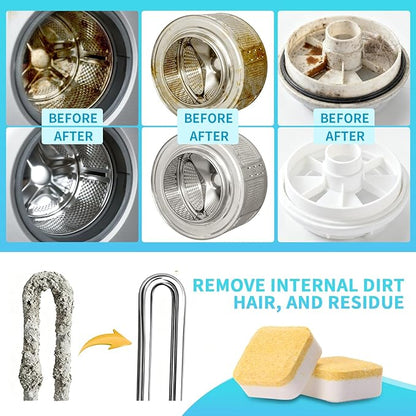 Washing Machine Cleaner Tablets,24 Pack Deep Cleaning Tablets for HE,Front & Top Load Washers - Eliminates Odor-Causing Buildup,Debris from the Drum,and Pet Hair,Septic Safe - 1 Year Supply