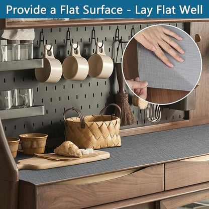 Self Adhesive Shelf Liner, Peel and Stick Drawer Liner Waterproof Contact Decor Liner with Grain Texture for Kitchen Walls Cabinets, Bedroom Classroom, Cover Book (Silver Gray, 23.6 x 236.2 inches)