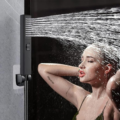 LUYU Square Handheld Shower Head - Dual Spray (Rain & Precision Jet), Matte Black Finish, 2.8Bar High Pressure, Ergo Grip for Low Pressure Bathrooms, AirBoost Tech, 5-Layer Filter (Head Only)