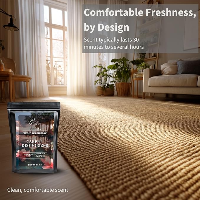 Lapew Goddess Carpet Deodorizer Powder - Pet Safe Freshener for Vacuuming | Scented Odor Eliminator for Home | 36 oz