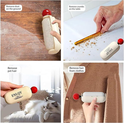Washable Reusable Lint Roller for Pet Hair,2 in 1 Washable Reusable Lint Roller Scraper,Portable Pet Hair Remover for Furniture,Dog Cat Hair,Travel,HouseholdReusable Sticky Roller Ver