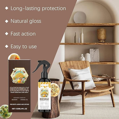 Natural Beeswax Spray, Beeswax Furniture Polish, Multipurpose Wood Floor Cleaner and Polish for Furniture, Floor, Tables 120ML
