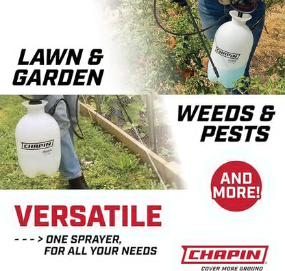 Chapin 20006 Pump Sprayer, 3‑Gallon, Lawn & Garden, Translucent Poly Tank, Funnel‑Top, SureSpray Anti‑Clog Filter, Adjustable Cone Nozzle & 34" Hose for Fertilizer, Weed & Pest Application