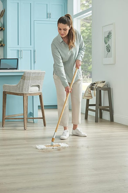 Harper Live.Love.Clean. Bamboo 2-in-1 Smooth Surface Wet/Dry Dust Mop with (2) Washable Wraparound Pads for Cleaning Dust, Pet Hair & Fine Dry Dirt