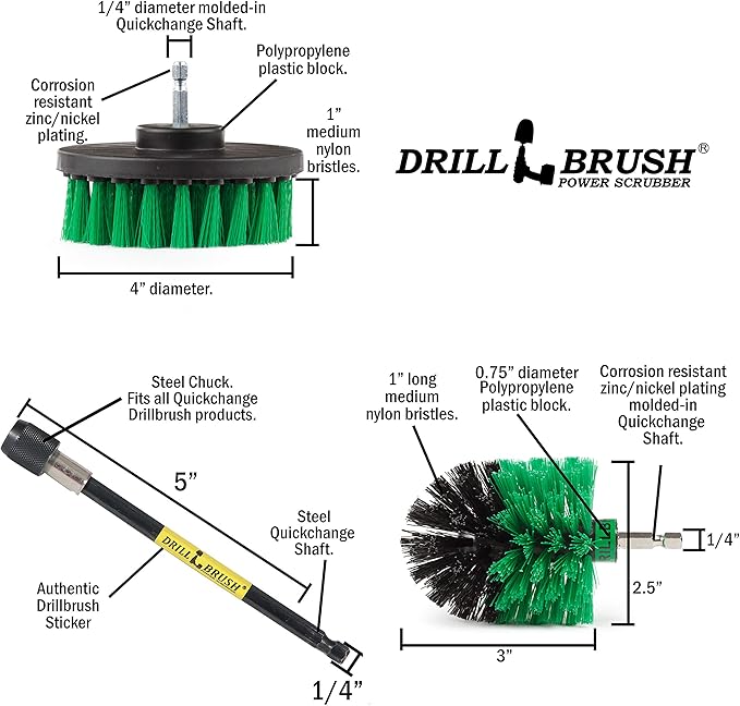 Drill Brush Kitchen Accessories - Kitchen Cleaning Extension Kit - Kitchen Sink Hard Water Remover - Kitchen Cleaning Supplies - Oven Scrubber Brush Set - Countertop Cleaning Brush - Household Brush
