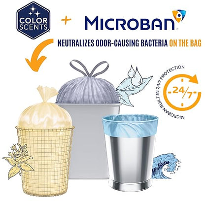 Color Scents Medium Trash Bags - 8 Gallon, 45 Bags (1 Pack of 45 Bags) Twist Tie - Mocha Mousse in Sweet Brewed Bliss Scent with Microban