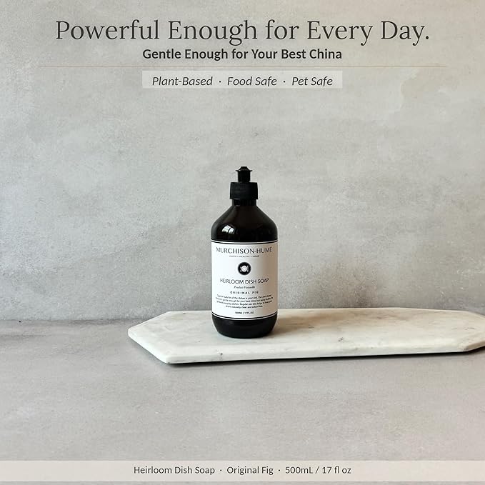 Murchison-Hume Heirloom Dish Soap | Plant-Based Dishwashing Liquid | Cuts Grease | Gentle on Hands | Hypoallergenic | Biodegradable | Safe for Fine China | Original Fig | 17 fl oz