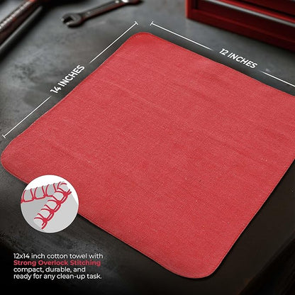 Utopia Towels Cotton Shop Towels 12x14 Inch, 100 Pack Soft, Absorbent Reusable Cotton Rags, Durable and Multipurpose Cleaning Shop Towel for Auto, Garage, Bar, & Home Cleaning (Red)
