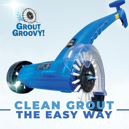 Grout Cleaner Bundle, Electric Stand Up Tile Grout Cleaner Machine with 20’ Cord, 3 Brush Wheels, 1 Cleaner, 1 Grout Hand Brush, 1 Microfiber Cloth