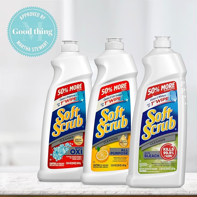 Soft Scrub Multi-Purpose Kitchen and Bathroom Cleanser with Oxi, 36 Ounce (Pack of 1)