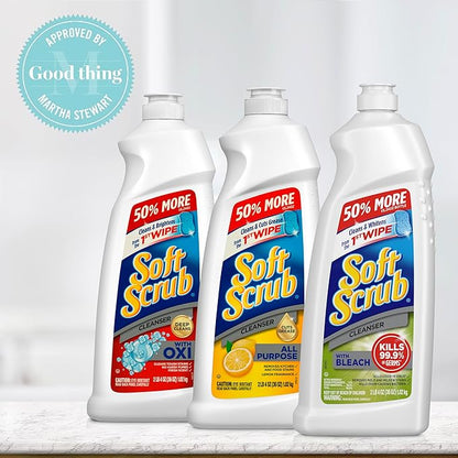 Soft Scrub Multi-Purpose Kitchen and Bathroom Cleanser with Oxi, 36 Ounce (Pack of 1)