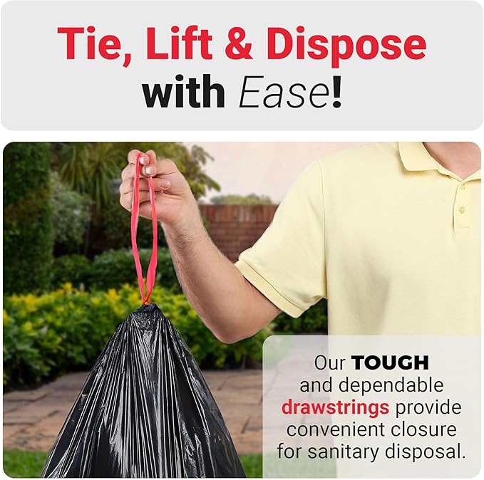 Reli. 30 Gallon Trash Bags Drawstring | 150 Count | Black | 30 Gallon Garbage Bags Heavy Duty | Large 30 Gal
