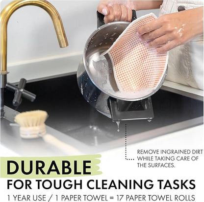 SUPERSCANDI 5 Pack Swedish Dishcloths for Kitchen - 100% Biodegradable & Compostable | Reusable Paper Towels Washable, Food-Safe & Without Plastic - Dish Rags Suitable for Any Surface | Scandi Design