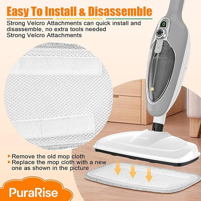 6 Pack Steam Mop Replacement Pads For GorFanty Steam Mop GF-6610B & GF-6610， and Fit For Neugo NE033 NE033M Series Steam Mop Steamer Cleaner，Washable & Reusable Microfiber Steam Mop Cloth