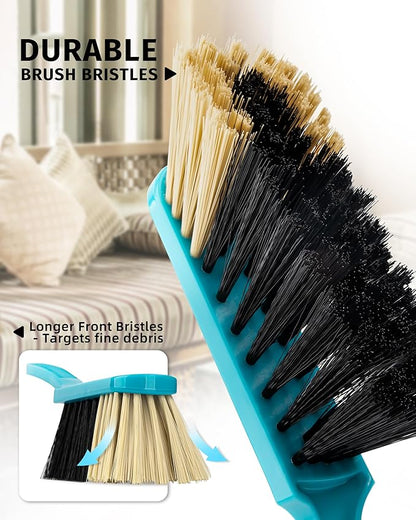 MR.SIGA Dustpan and Brush Set, Pack of 2 Set, Blue & Grey