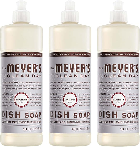 MRS. MEYER'S CLEAN DAY Liquid Dish Soap, Lavender, 16 fl. oz - Pack of 3