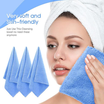 Syhood 12 Pieces Face Wash Cloth 12 x 12 in Makeup Remover Cloths Towel Coral Velvet Facial Microfiber Soft Fast Drying Facial Cleansing Towel for Face(Blue)