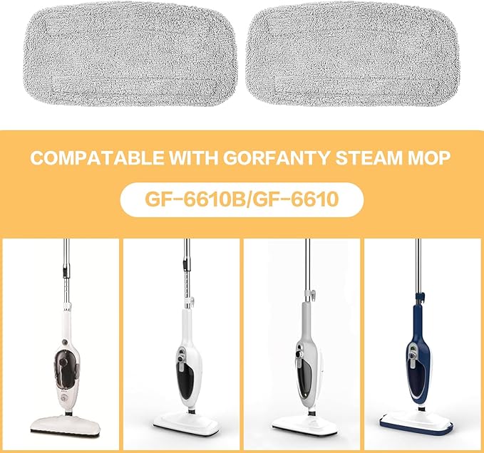 4 Packs Replacement Mop Pads Compatible with GorFanty Steam Mop GF-6610B/GF-6610/ Neugo NE033 NE033M/ Mxnsewr Steam Mop, Washable, Reusable Microfiber Steam Mop Cloth