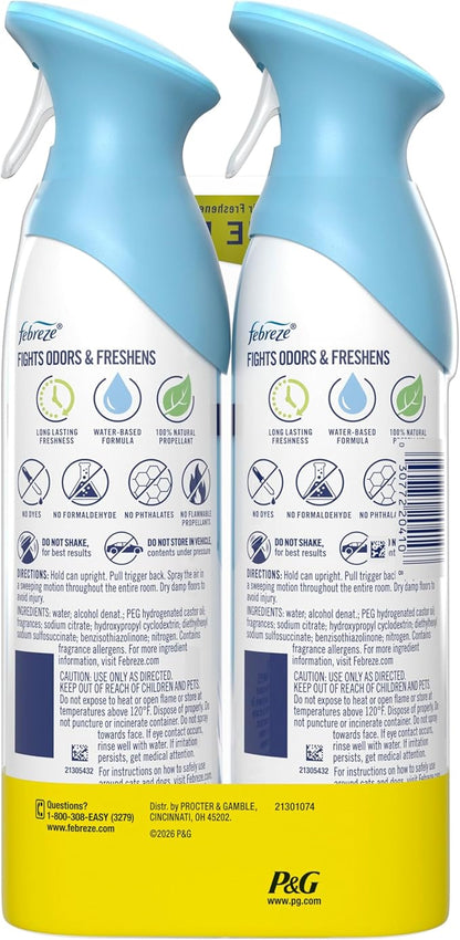 Febreze Air Mist, Air Freshener Spray, Odor Fighting Room Spray, Deodorizer for Home Bathroom Kitchen Office Apartment Dorm Room Classroom, Linen & Sky Scent, 8.1oz (Pack of 2)