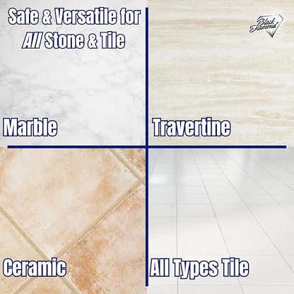 Black Diamond Stoneworks Ultimate Grout Cleaner with Brush + Marble & Tile Cleaner (2-Pack) – Safe for Natural Stone, Acid Free Deep Cleans Grout, Restores Shine to Marble, Granite, Travertine & Tile
