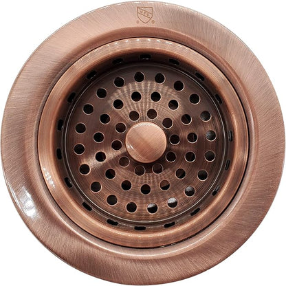 Westbrass A214-11 3-1/2" Post Style Large Kitchen Sink Basket Strainer, Antique Copper