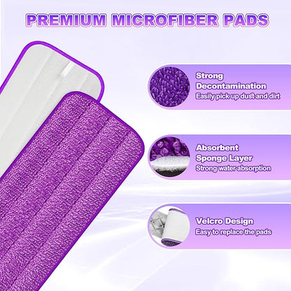 6 Pack Reusable Mop Pads for Swiffer PowerMop, Power Mop Pads 15'' Microfiber Refills for Hardwood Floor Cleaning, Machine Washable Dry Wet Use for All Floor Types