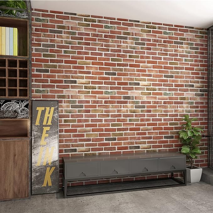 Art3d 10-Pack 52.5 Sq.Ft Faux Brick 3D Wall Panels Peel and Stick in Red Brown, Self Adhesive Waterproof Foam Wallpaper for Bedroom, Bathroom, Kitchen