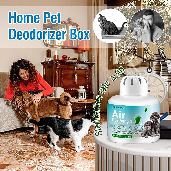 Eco-Friendly Odor Absorber Box for Pets,Pet Odor Eliminator Gel, | 5.3 oz,90-Day Long Lasting | Plant-Based, Safe Around Cats & Dogs | Continuous Air Freshener for Home