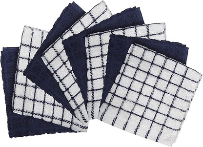 Bumble Dish Cloths (8 Pack) | 12" x 12" | 100% Cotton Kitchen Towels | 405 GSM | Soft, Highly Absorbent & Durable Dish Towels for Kitchen | Navy