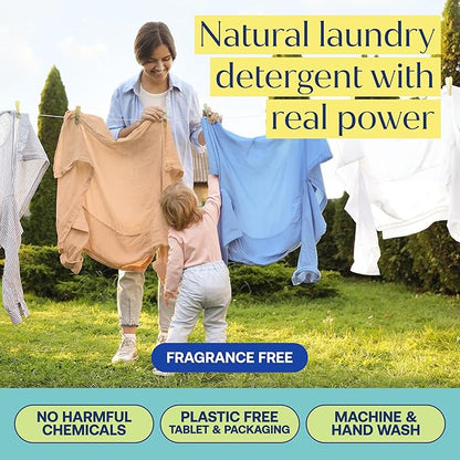 Fab Tab Laundry Detergent Tablets, Clean Ingredients, Sensitive Skin Friendly, Powerful & Gentle Clean, Unscented, Plastic-Free Alternative to Liquids, Laundry Pods and Sheets, 40 Count.
