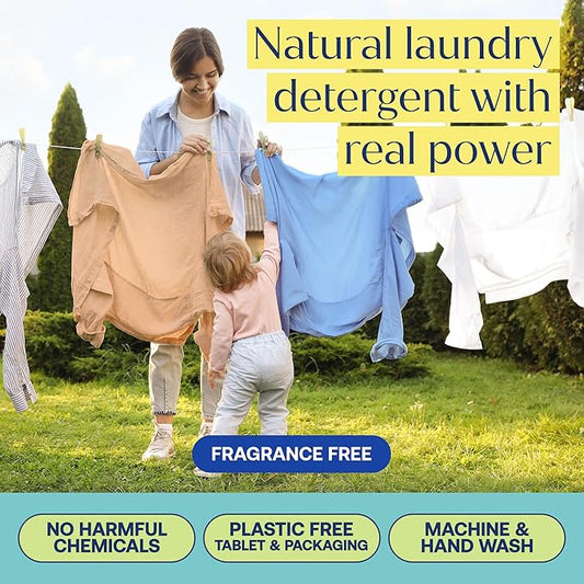 Fab Tab Laundry Detergent Tablets, Clean Ingredients, Sensitive Skin Friendly, Powerful & Gentle Clean, Unscented, Plastic-Free Alternative to Liquids, Laundry Pods and Sheets, 40 Count.