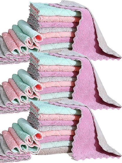 32 Pack Cleaning Cloth Kitchen Cloth, Dish Towels Super Absorbent Coral Velvet Dishtowels, Microfiber Premium Soft Tea Towels, Quick Dry Rags, Multipurpose Reusable Washcloths, Non-Stick Oil Cloths.