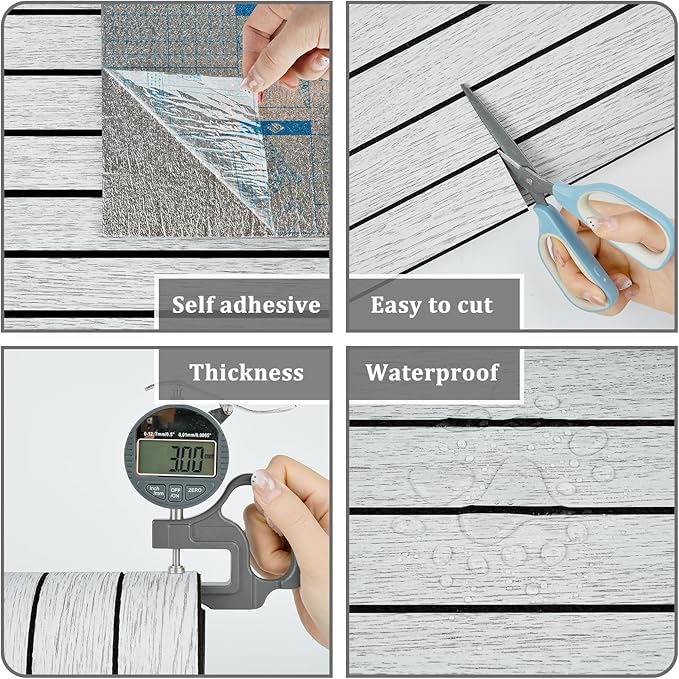 White/Grey Wood Slat Panels for Interior Wall Decor Self Adhesive Textured 3D Walls Paneling Soundproof Peel and Stick Wooden Slats Wall Panel for Bedroom Bathroom Living Room 118"x 23.6"