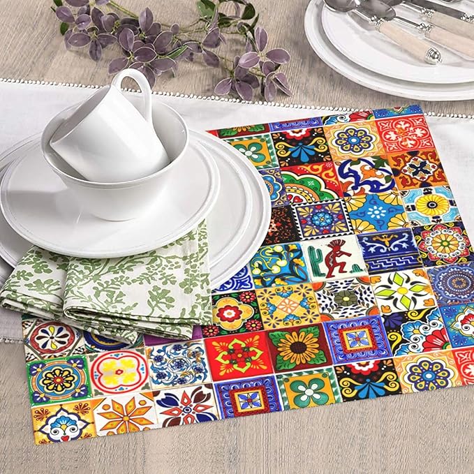 Bohemian Chic Floral Dish Drying Mat, Highly Absorbent Microfiber Kitchen Counter Pad Reusable Washable, 16*18"