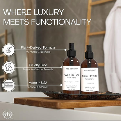 Muse Apothecary Flush Ritual - Aromatic & Refreshing Toilet Spray, Use Before You Go, 8 oz, Infused with Natural Essential Oils - Fresh Citrus, 2 Pack