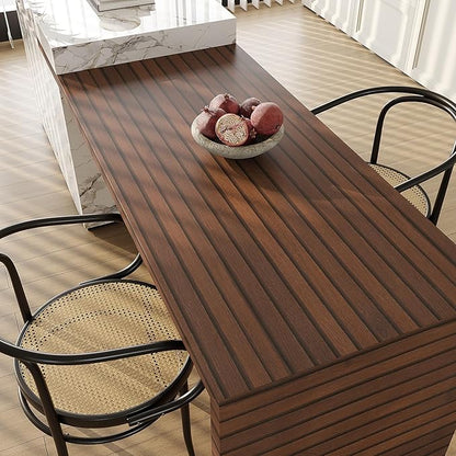 VEELIKE Dark Walnut Wood Slat Wallpaper Peel and Stick Wood Grain Panel Wallpaper for Bedroom Bathroom Accent Walls 24''x354'' Wide Self Adhesive Wooden Slat Vinyl Wall Covering for Kitchen Home Decor
