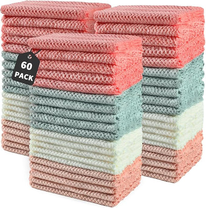 MAVGV Microfiber Cleaning Cloths, Pack of 60, Highly Absorbent Cleaning Supplies, Lint Free Cloths for Multiple-use, Powerful Dust Removal Cleaning Rags for House, Kitchen, Car Care 25 x 25 cm